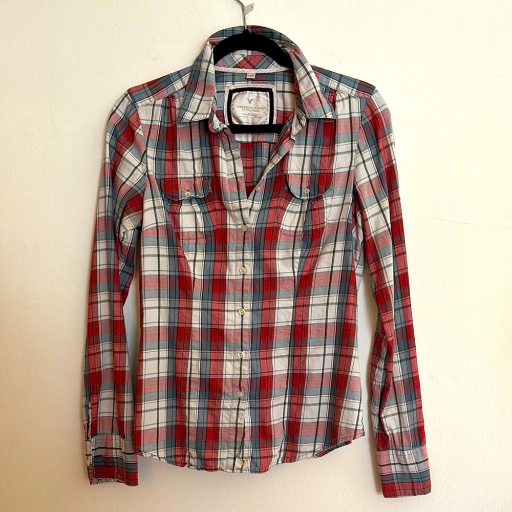 American Eagle Outfitters Plaid Button-Up Shirt - Size 8